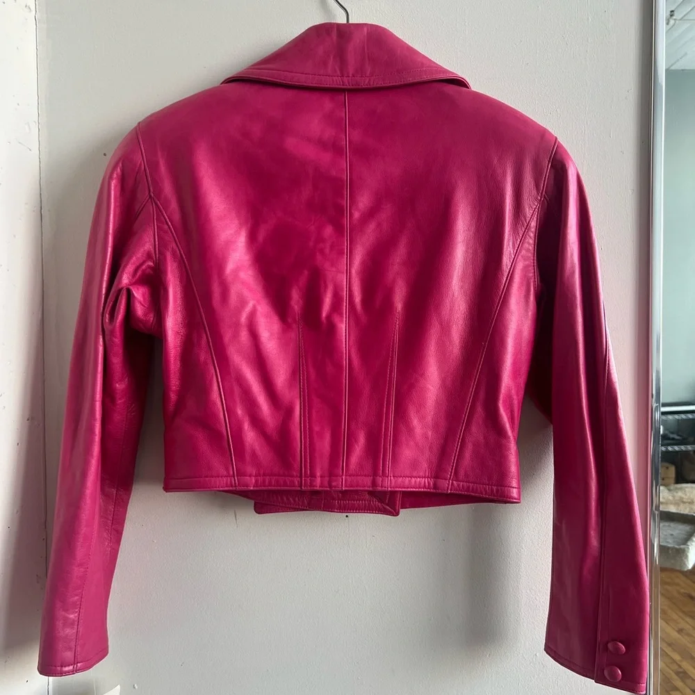 NWT Deadstock Vintage 80s Vakko Pink Leather Jacket - Picture 8 of 10